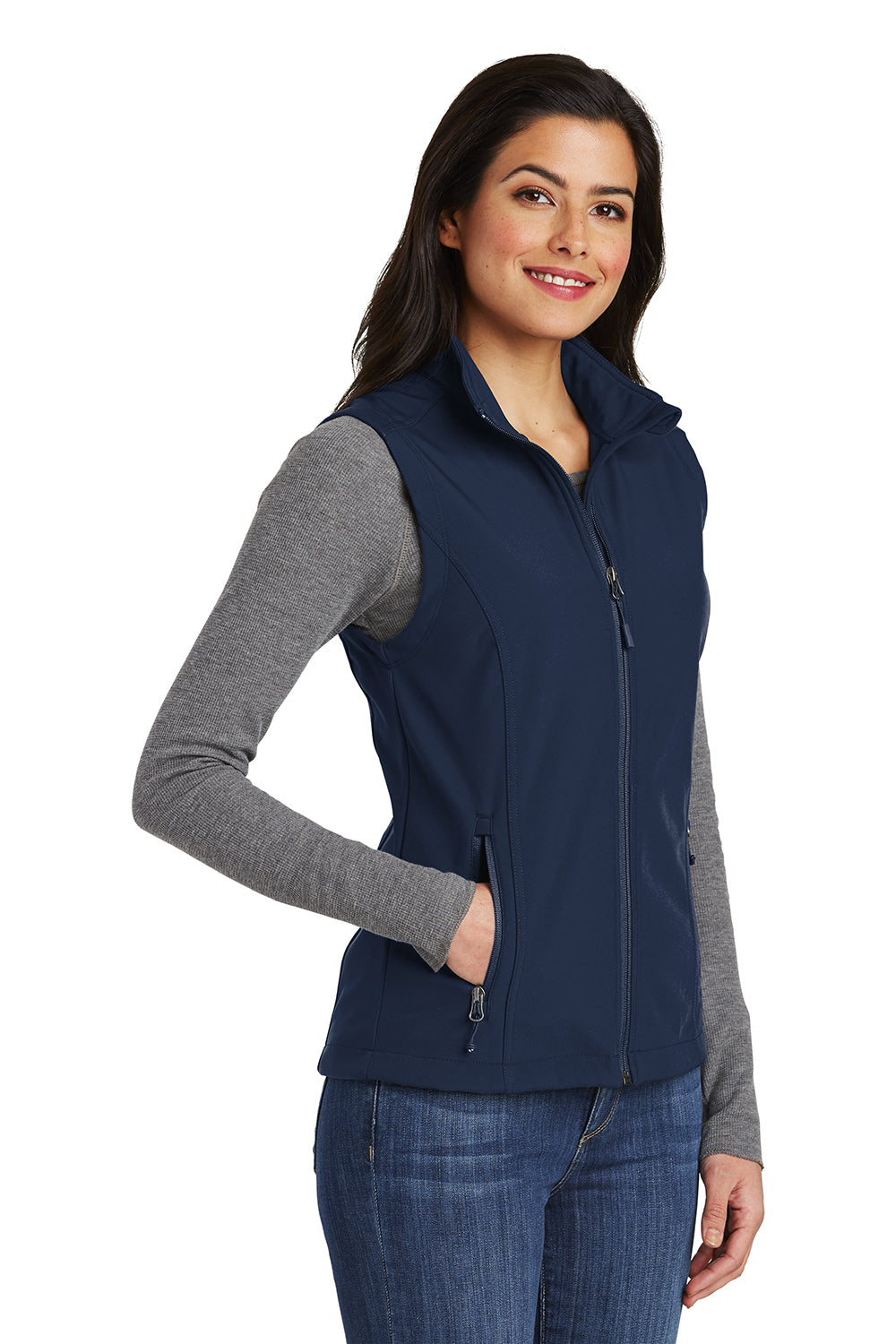 Port Authority L325 Womens Core Wind & Water Resistant Full Zip Vest Dress Navy Blue Model 3q