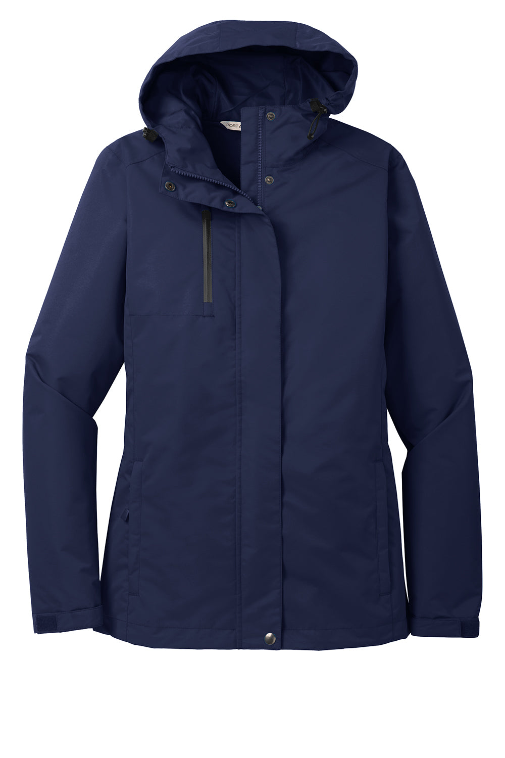 Port Authority L331 Womens All Conditions Waterproof Full Zip Hooded Jacket True Navy Blue Flat Front