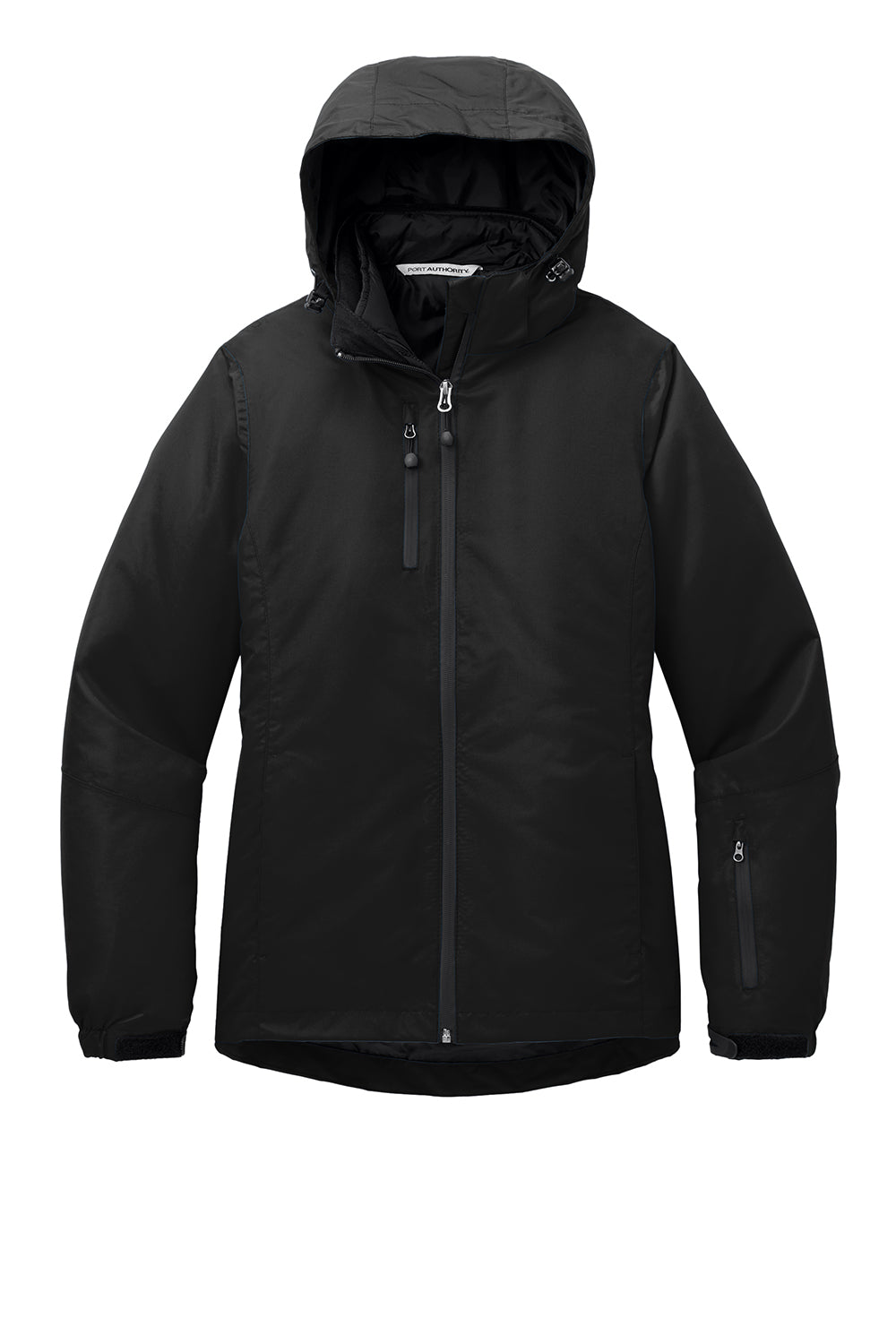 Port Authority L332 Womens Vortex 3-in-1 Waterproof Full Zip Hooded Jacket Black Flat Front