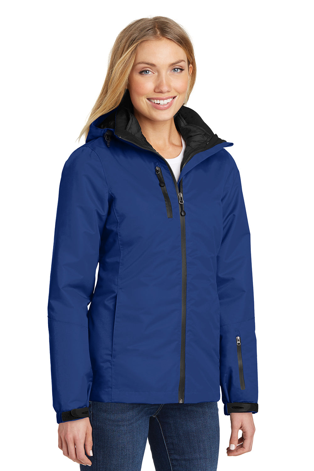 Port Authority L332 Womens Vortex 3-in-1 Waterproof Full Zip Hooded Jacket Night Sky Blue/Black Model 3q