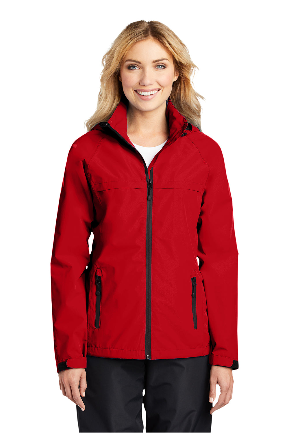 Port Authority L333 Womens Torrent Waterproof Full Zip Hooded Jacket Deep Red Model Front