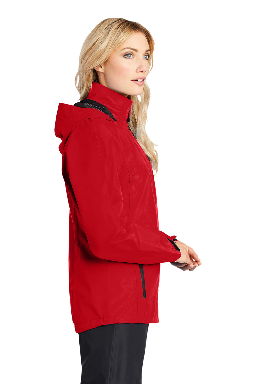 Port Authority L333 Womens Torrent Waterproof Full Zip Hooded Jacket Deep Red Model Side