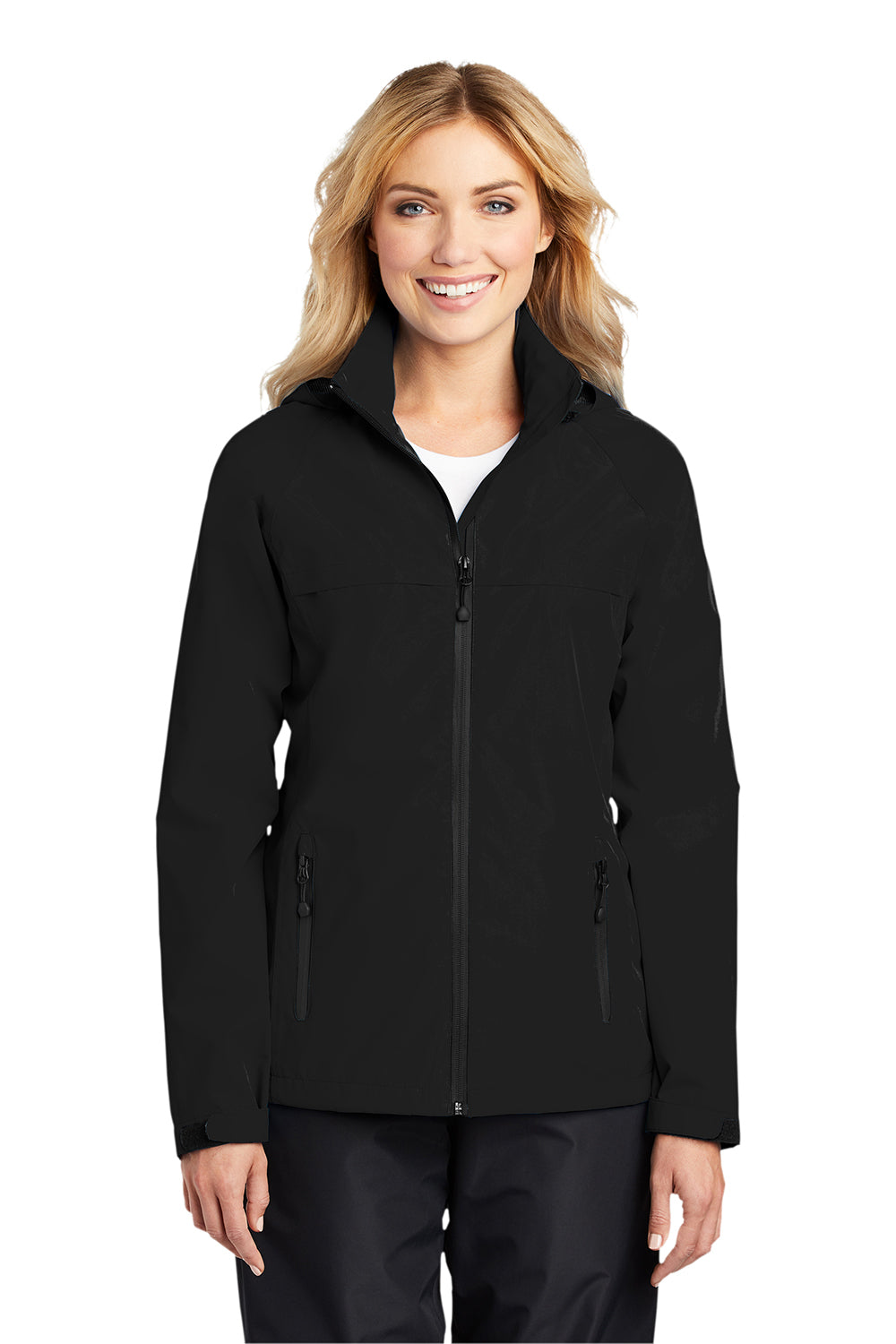 Port Authority L333 Womens Torrent Waterproof Full Zip Hooded Jacket Black Model Front