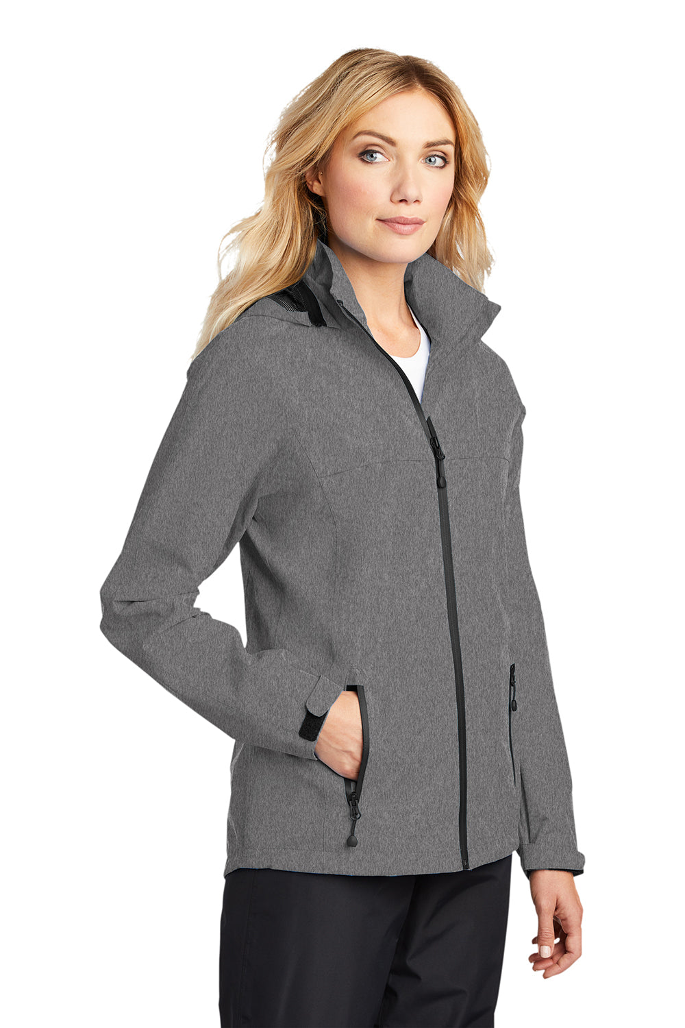 Port Authority L333 Womens Torrent Waterproof Full Zip Hooded Jacket Heather Dark Grey Model 3q