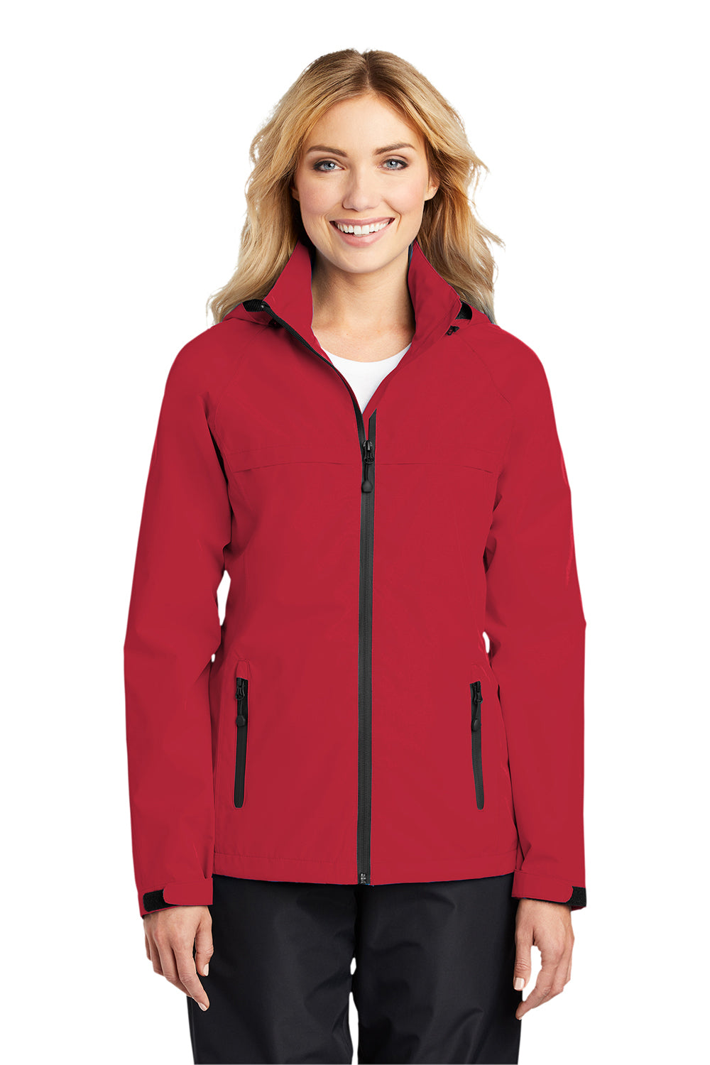 Port Authority L333 Womens Torrent Waterproof Full Zip Hooded Jacket Engine Red Model Front