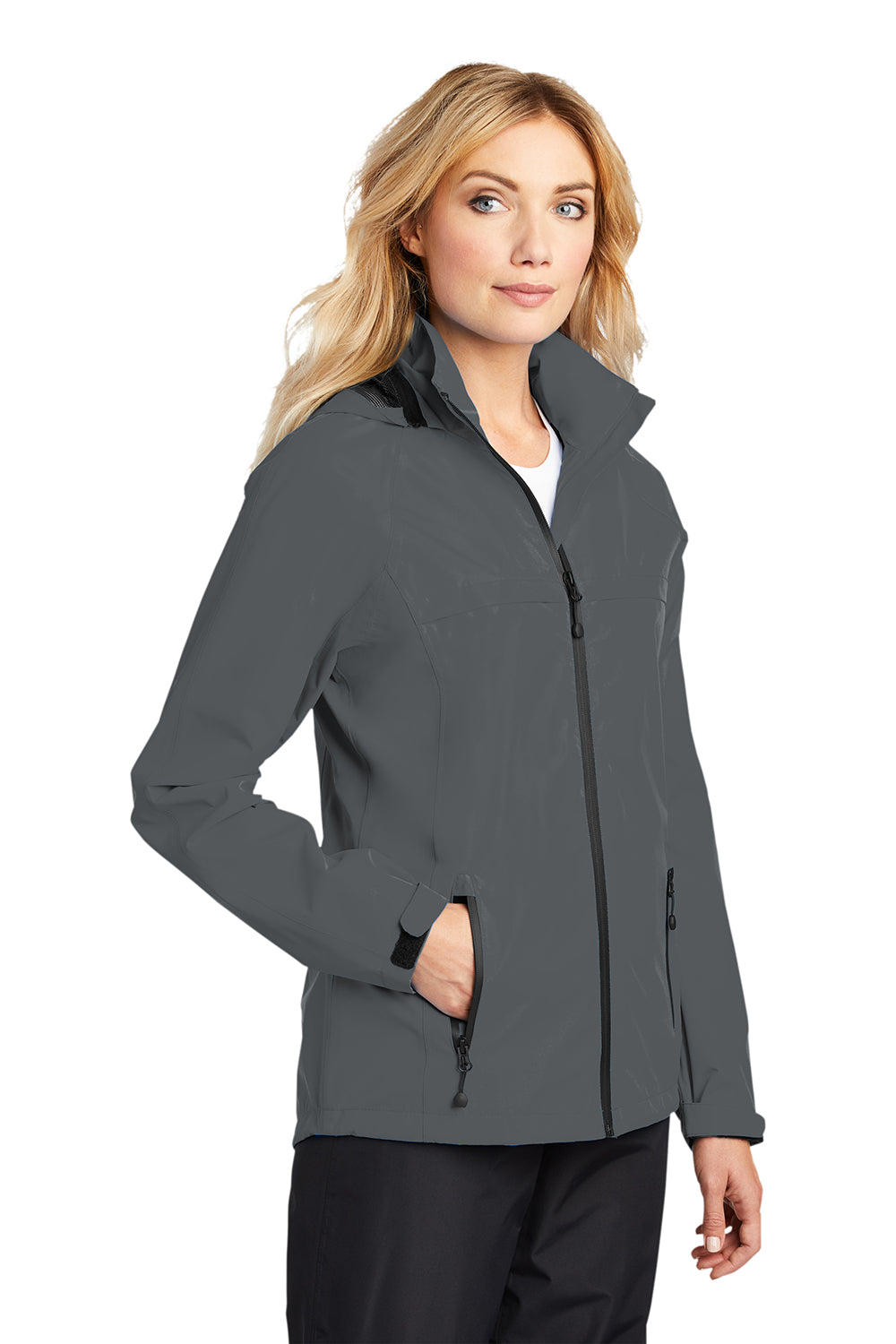 Port Authority L333 Womens Torrent Waterproof Full Zip Hooded Jacket Magnet Grey Model 3q