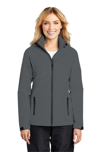 Port Authority L333 Womens Torrent Waterproof Full Zip Hooded Jacket Magnet Grey Model Front