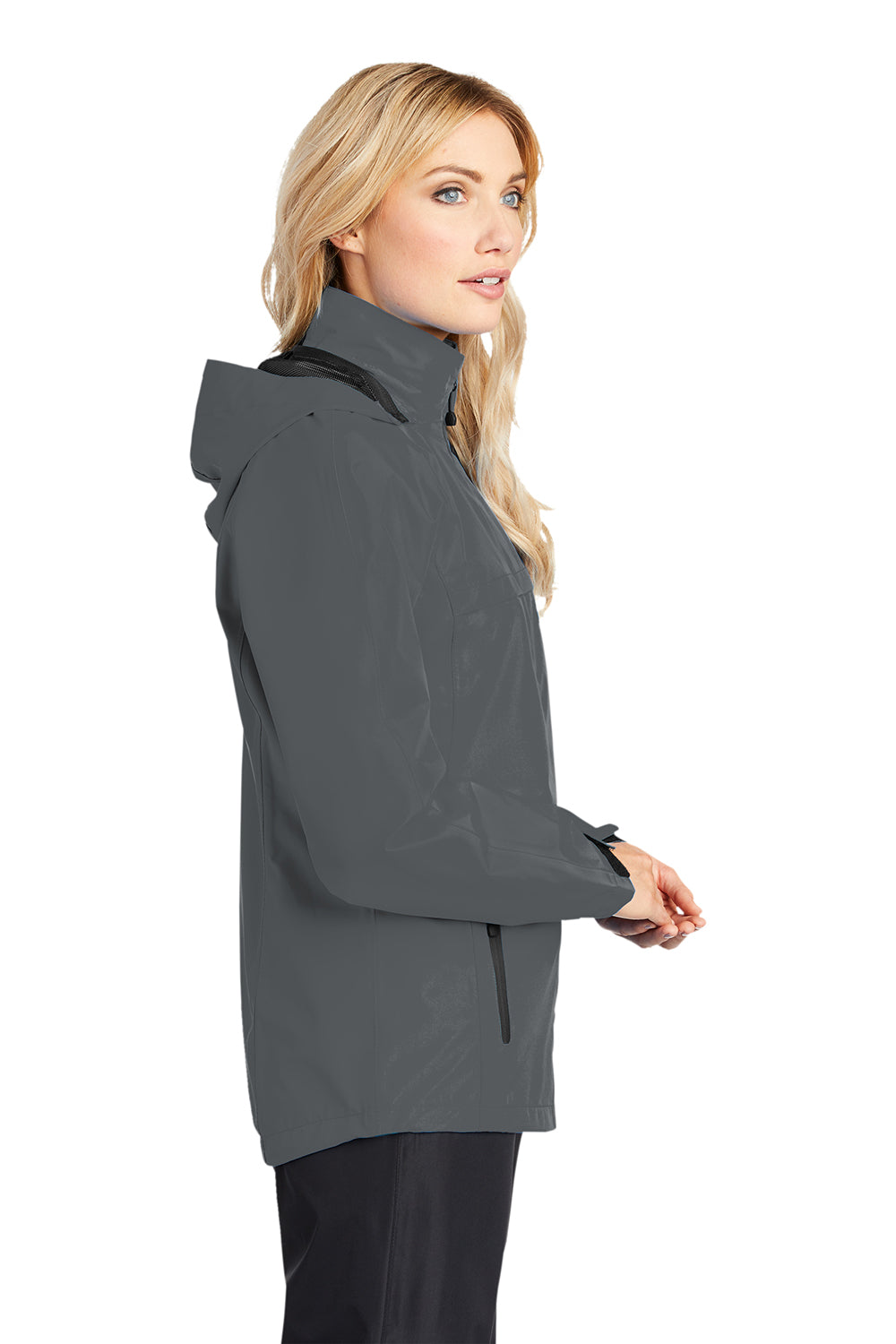 Port Authority L333 Womens Torrent Waterproof Full Zip Hooded Jacket Magnet Grey Model Side