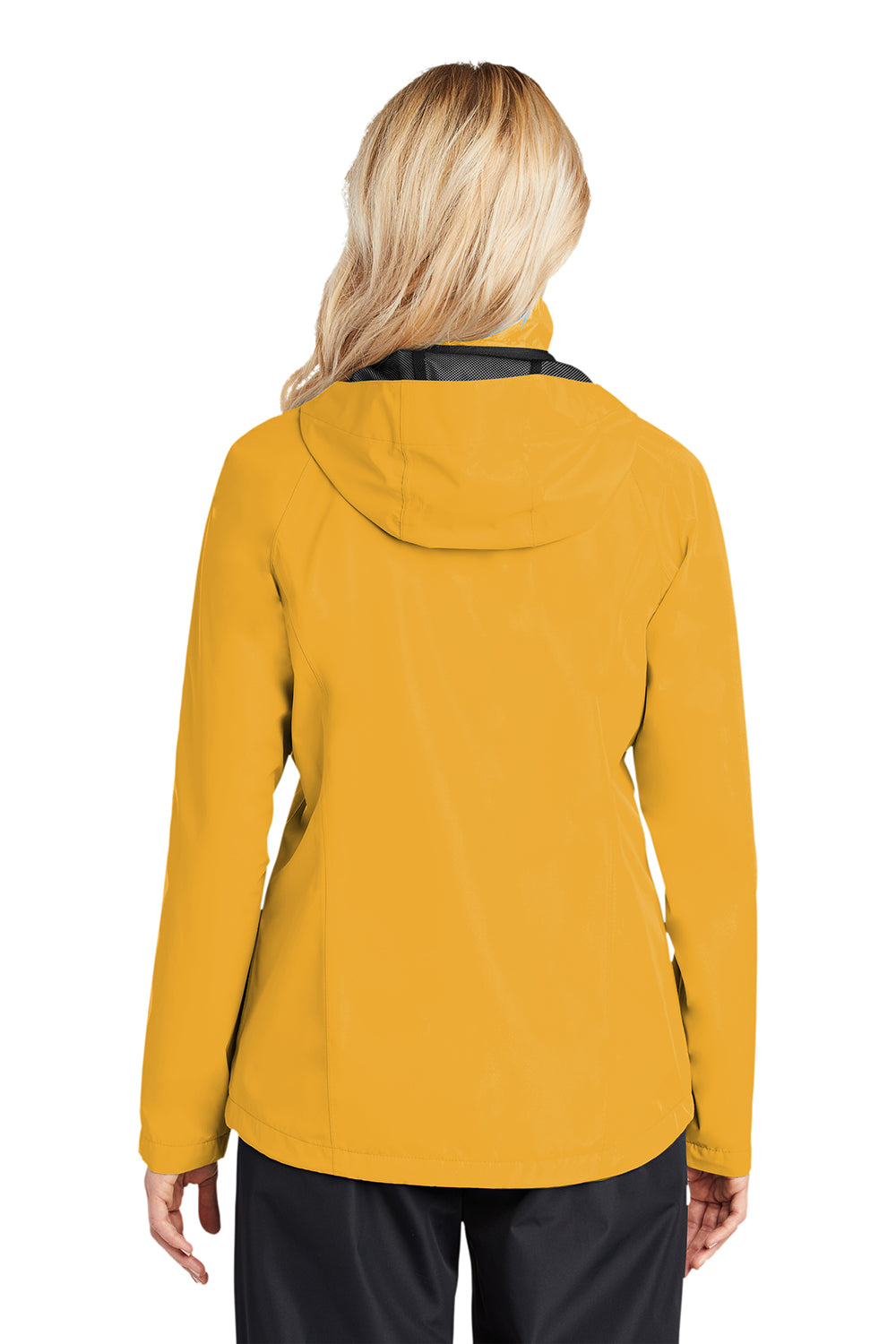 Port Authority L333 Womens Torrent Waterproof Full Zip Hooded Jacket Slicker Yellow Model Back