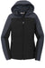 Port Authority L335 Womens Core Wind & Water Resistant Full Zip Hooded Jacket Black/Battleship Grey Flat Front