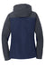 Port Authority L335 Womens Core Wind & Water Resistant Full Zip Hooded Jacket Dress Navy Blue/Battleship Grey Flat Back