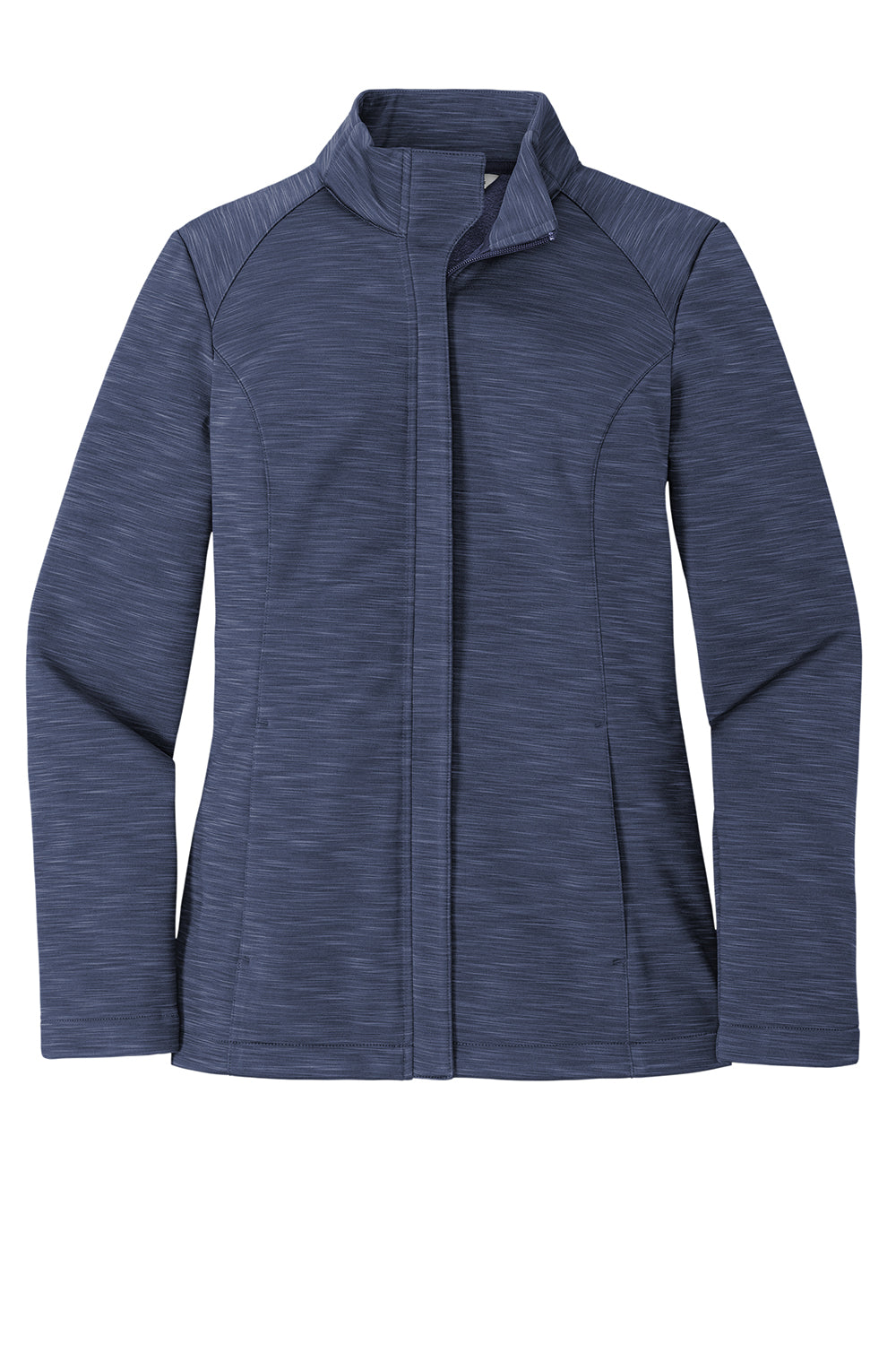 Port Authority L339 Womens Stream Wind & Water Resistant Full Zip Jacket Heather Dress Blue Navy Flat Front