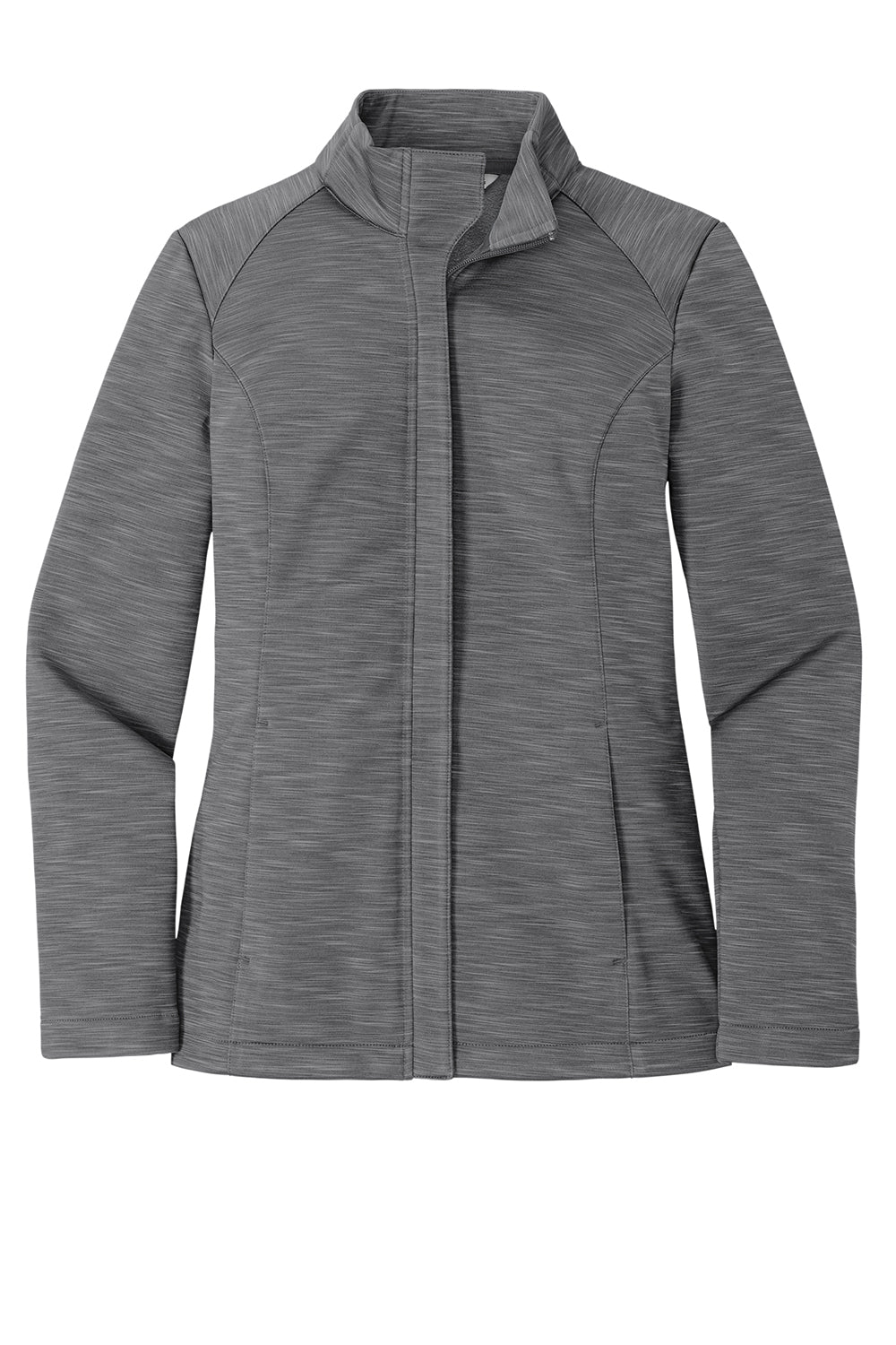 Port Authority L339 Womens Stream Wind & Water Resistant Full Zip Jacket Heather Graphite Grey Flat Front