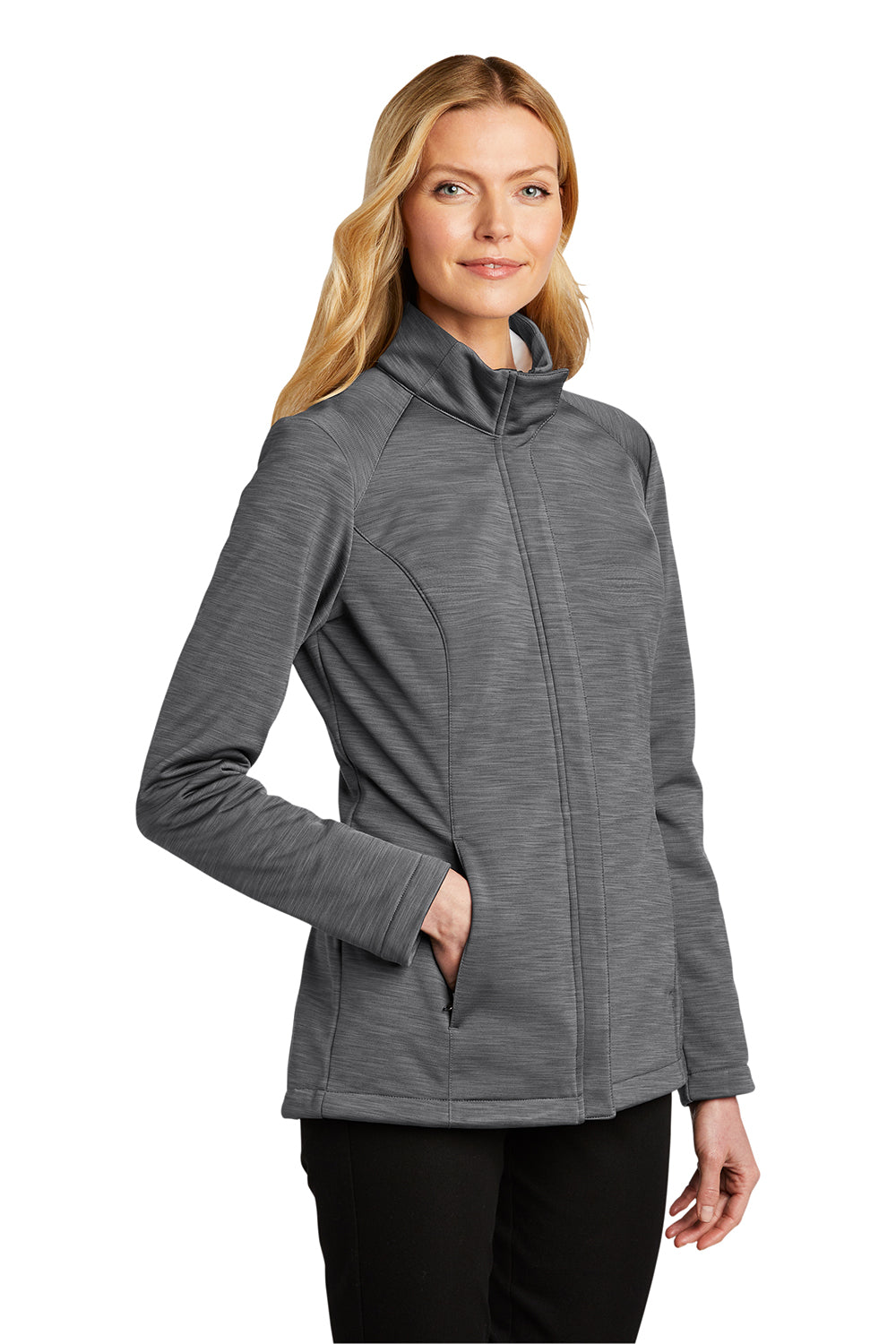 Port Authority L339 Womens Stream Wind & Water Resistant Full Zip Jacket Heather Graphite Grey Model 3q