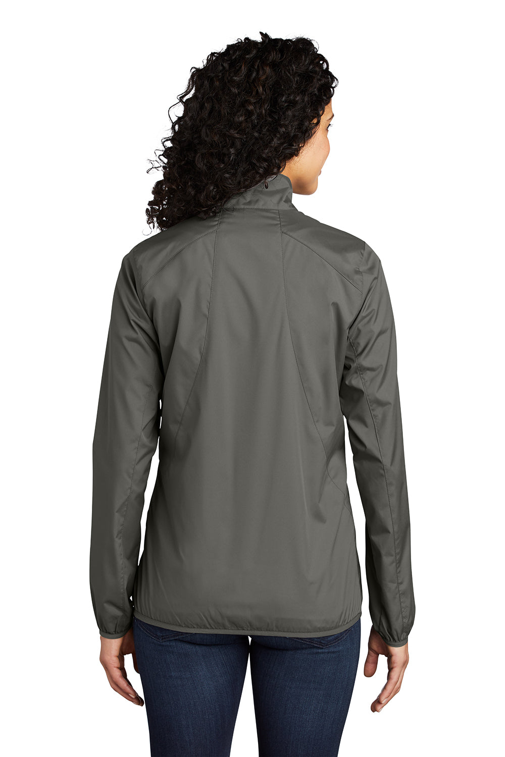 Port Authority L344 Womens Zephyr Wind & Water Resistant Full Zip Jacket Steel Grey Model Back