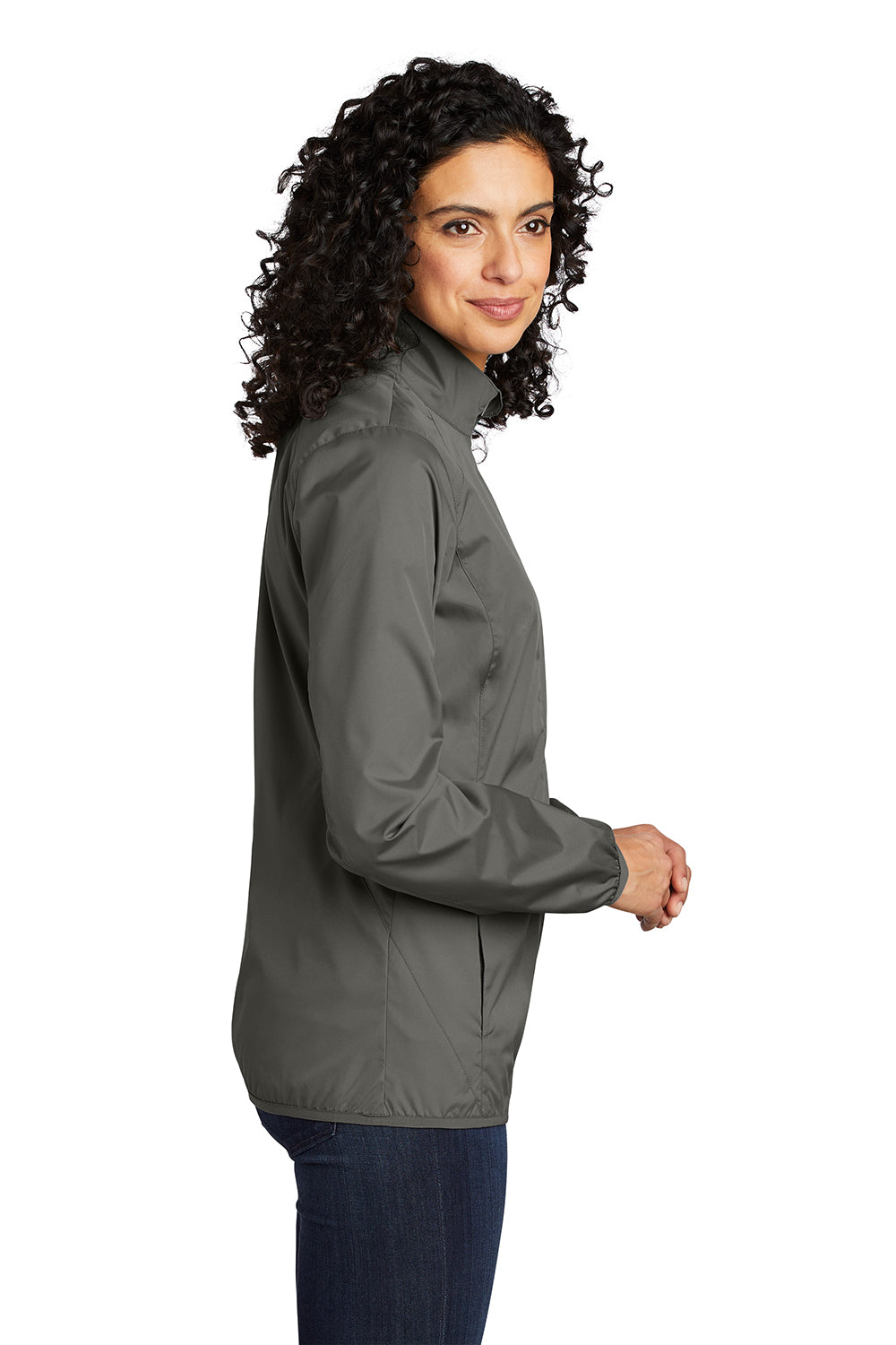 Port Authority L344 Womens Zephyr Wind & Water Resistant Full Zip Jacket Steel Grey Model Side