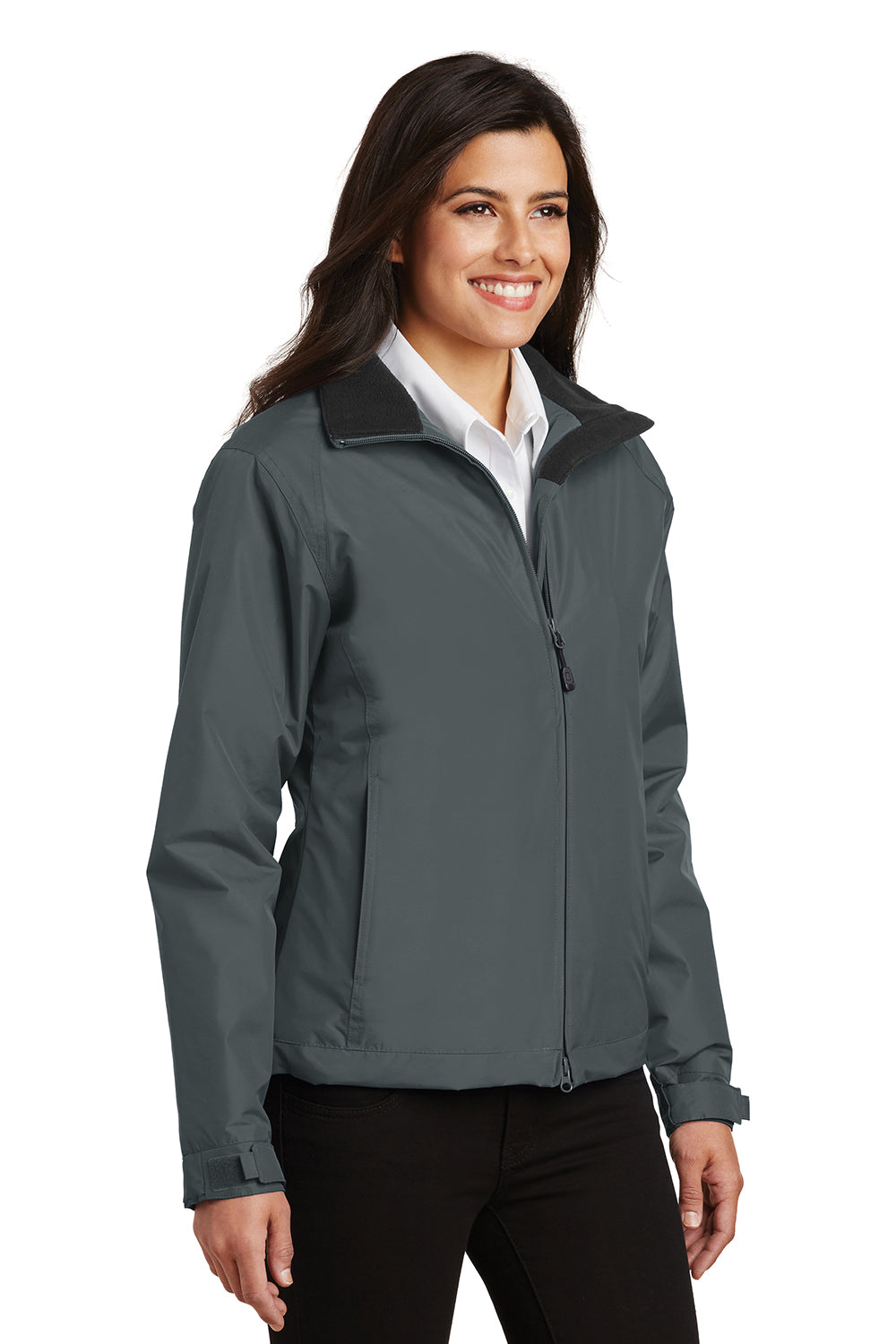 Port Authority L354 Womens Challenger Wind & Water Resistant Full Zip Jacket Steel Grey/True Black Model 3q