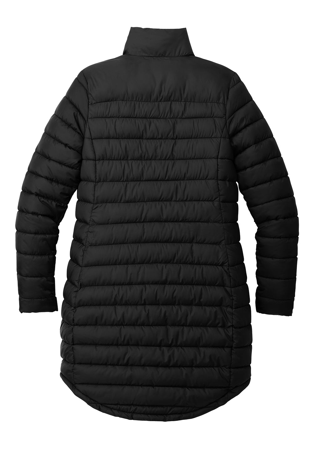 Port Authority L365 Womens Horizon Water Resistant Full Zip Long Puffy Jacket Deep Black Flat Back