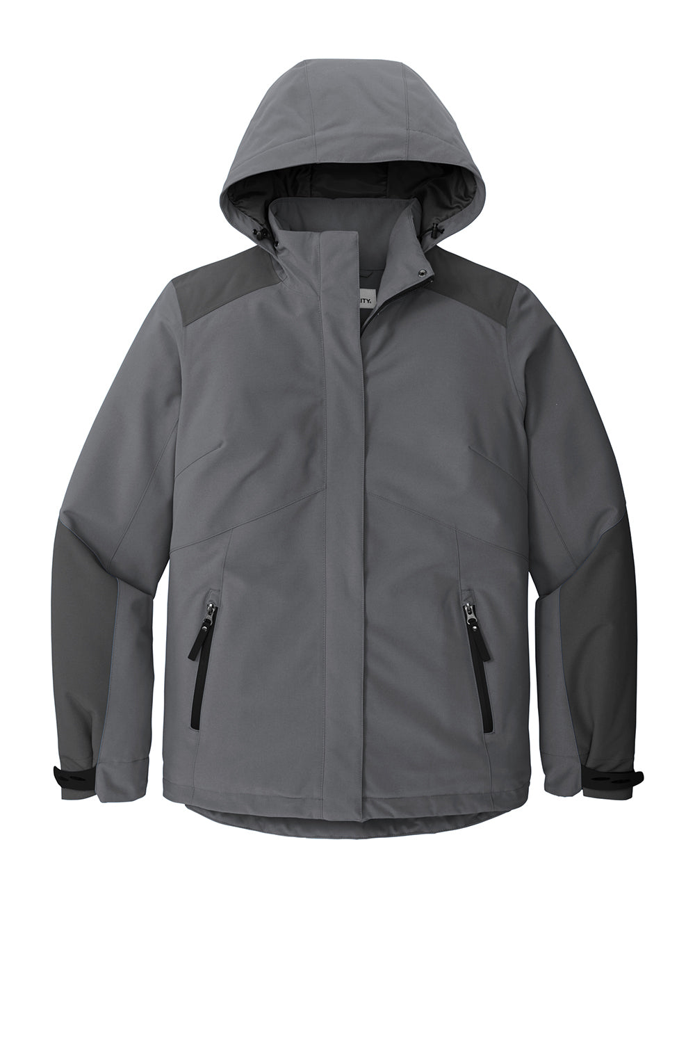 Port Authority L405 Womens Tech Windproof & Waterproof Full Zip Hooded Jacket Shadow Grey/Storm Grey Flat Front