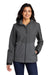 Port Authority L406 Womens Tech Wind & Water Resistant Full Zip Hooded Rain Jacket Storm Grey/Shadow Grey Model Front