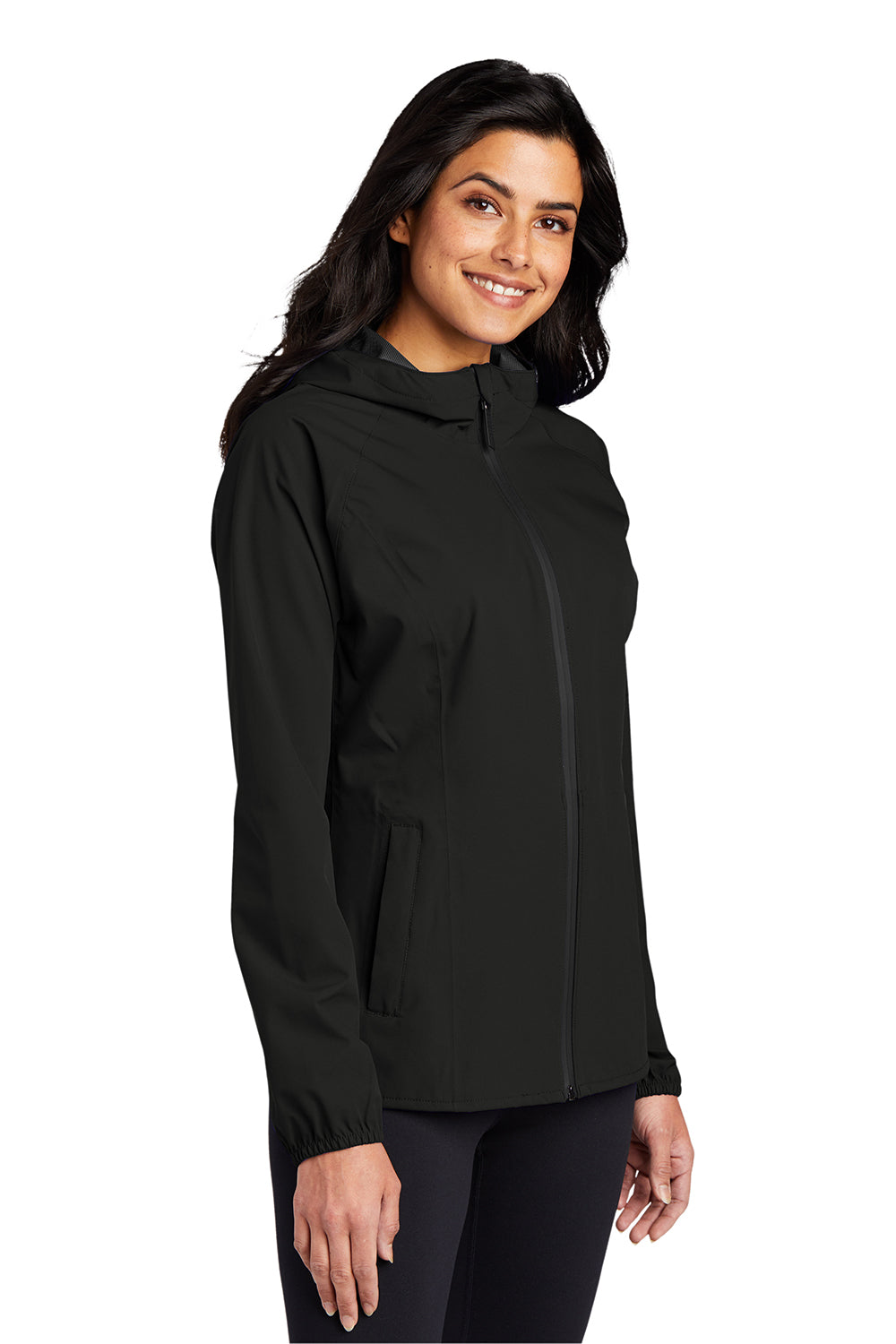 Port Authority L407 Womens Essential Waterproof Full Zip Hooded Rain Jacket Deep Black Model 3q