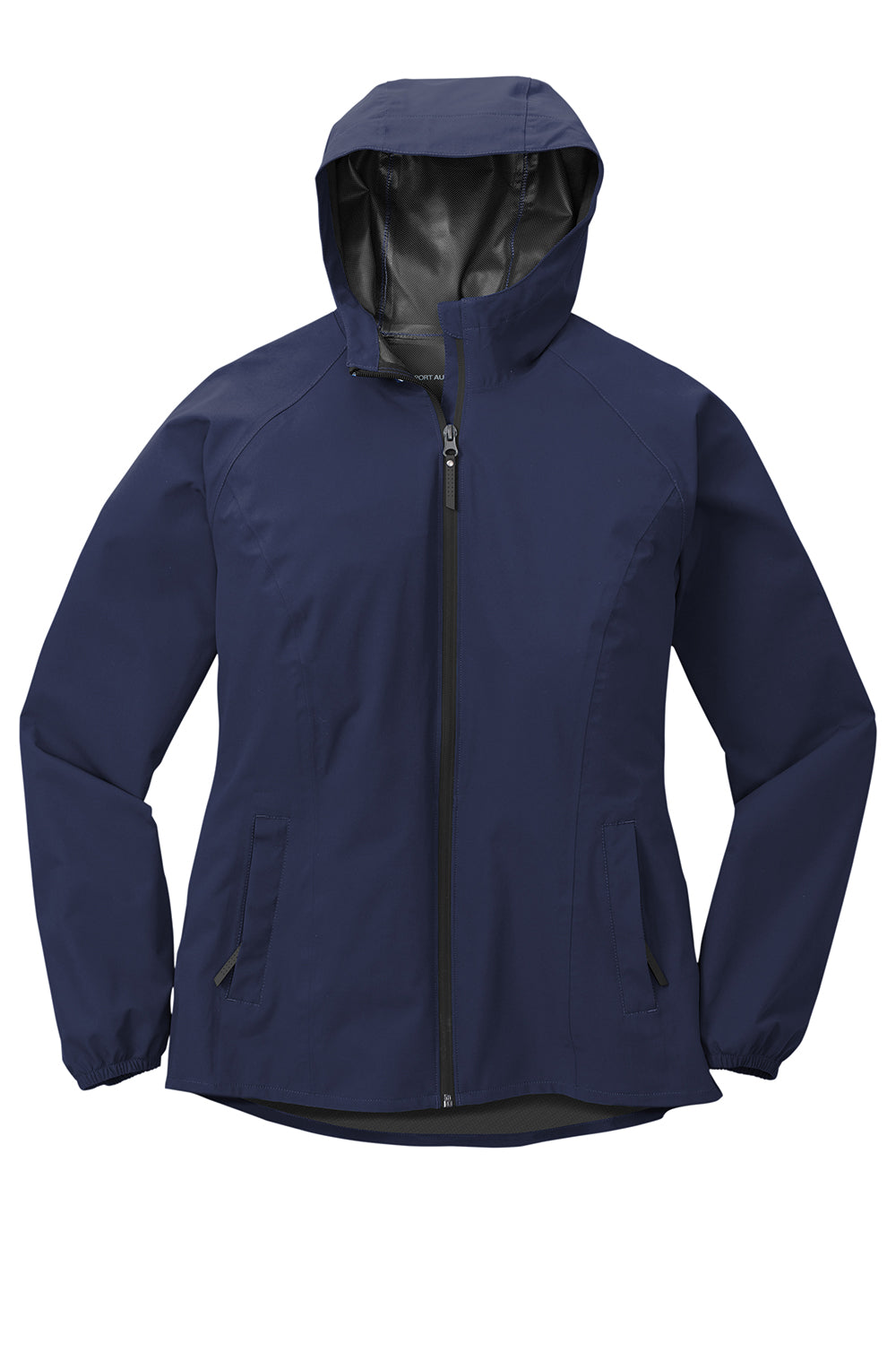 Port Authority L407 Womens Essential Waterproof Full Zip Hooded Rain Jacket True Navy Blue Flat Front