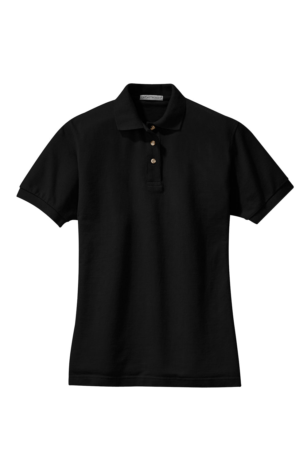 Port Authority L420 Womens Shrink Resistant Short Sleeve Polo Shirt Black Flat Front