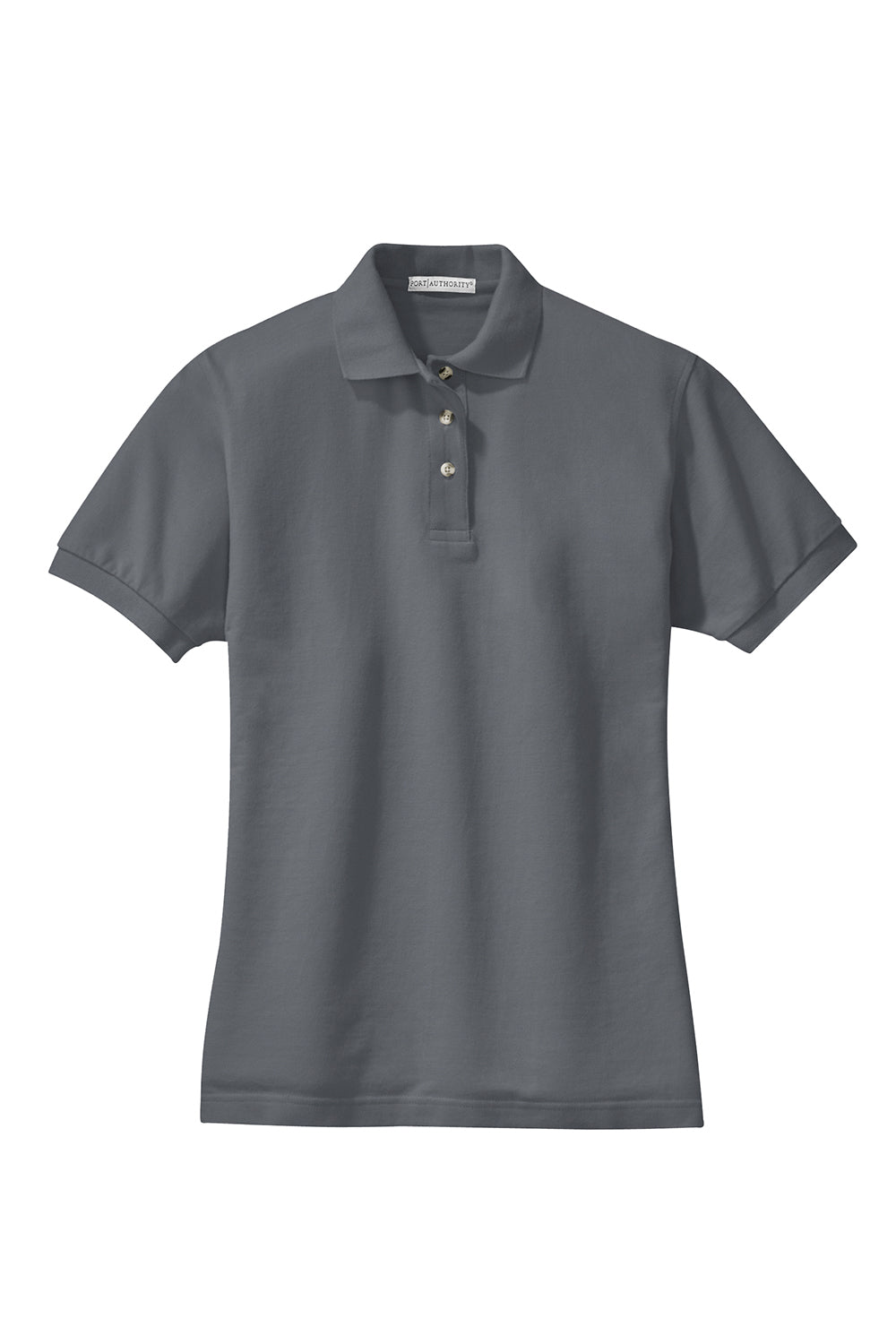 Port Authority L420 Womens Shrink Resistant Short Sleeve Polo Shirt Steel Grey Flat Front