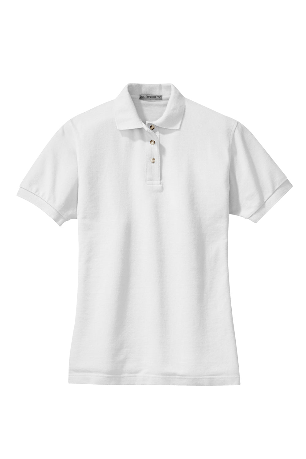 Port Authority L420 Womens Shrink Resistant Short Sleeve Polo Shirt White Flat Front