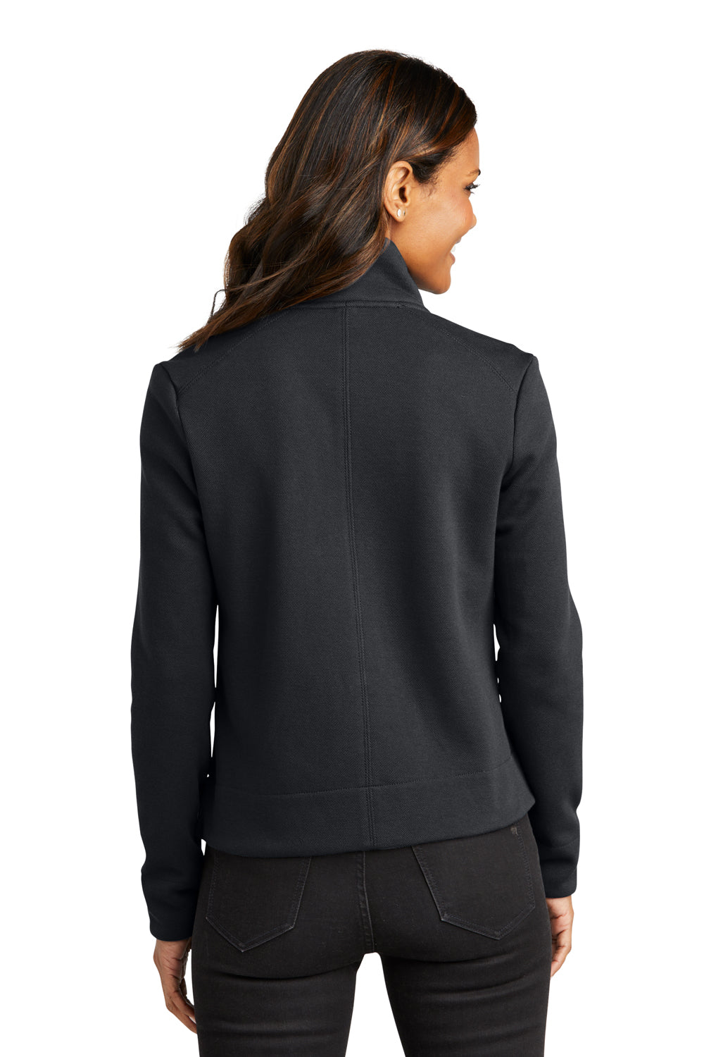 Port Authority L422 Womens Network Fleece Full Zip Jacket Charcoal Grey Model Back