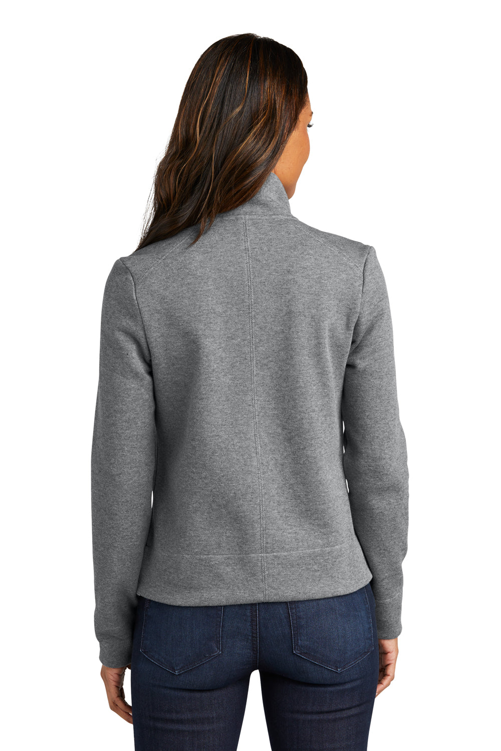 Port Authority L422 Womens Network Fleece Full Zip Jacket Heather Grey Model Back