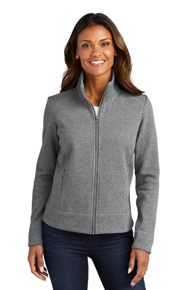 Port Authority L422 Womens Network Fleece Full Zip Jacket Heather Grey Model Front