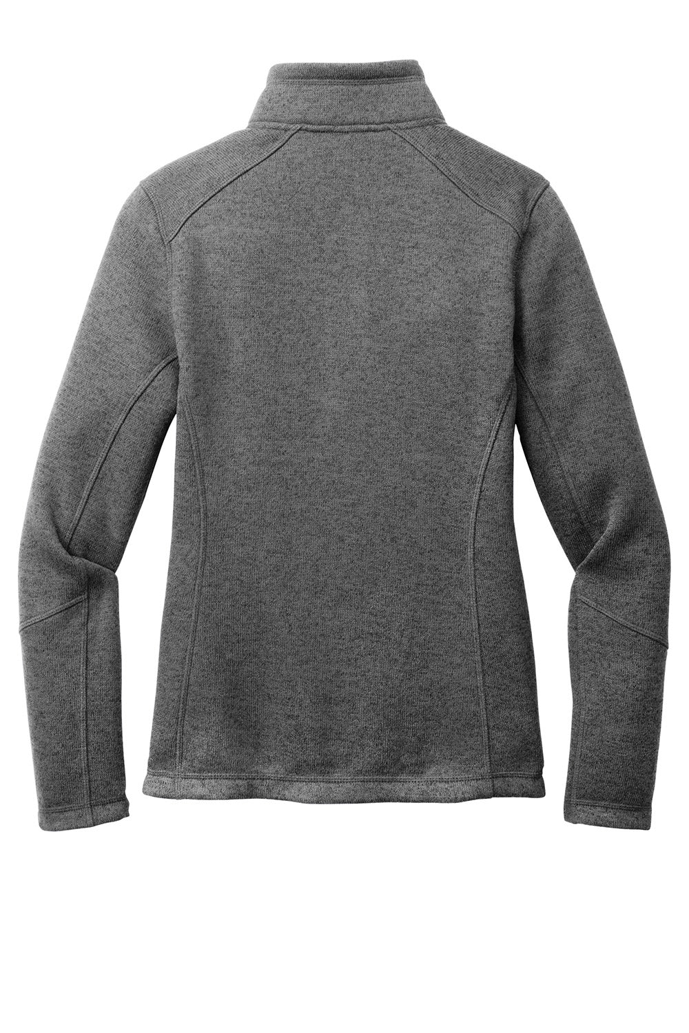 Port Authority L428 Womens Arc Sweater Fleece Full Zip Jacket Heather Smoke Grey Flat Back