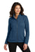 Port Authority L428 Womens Arc Sweater Fleece Full Zip Jacket Heather Insignia Blue Model Front