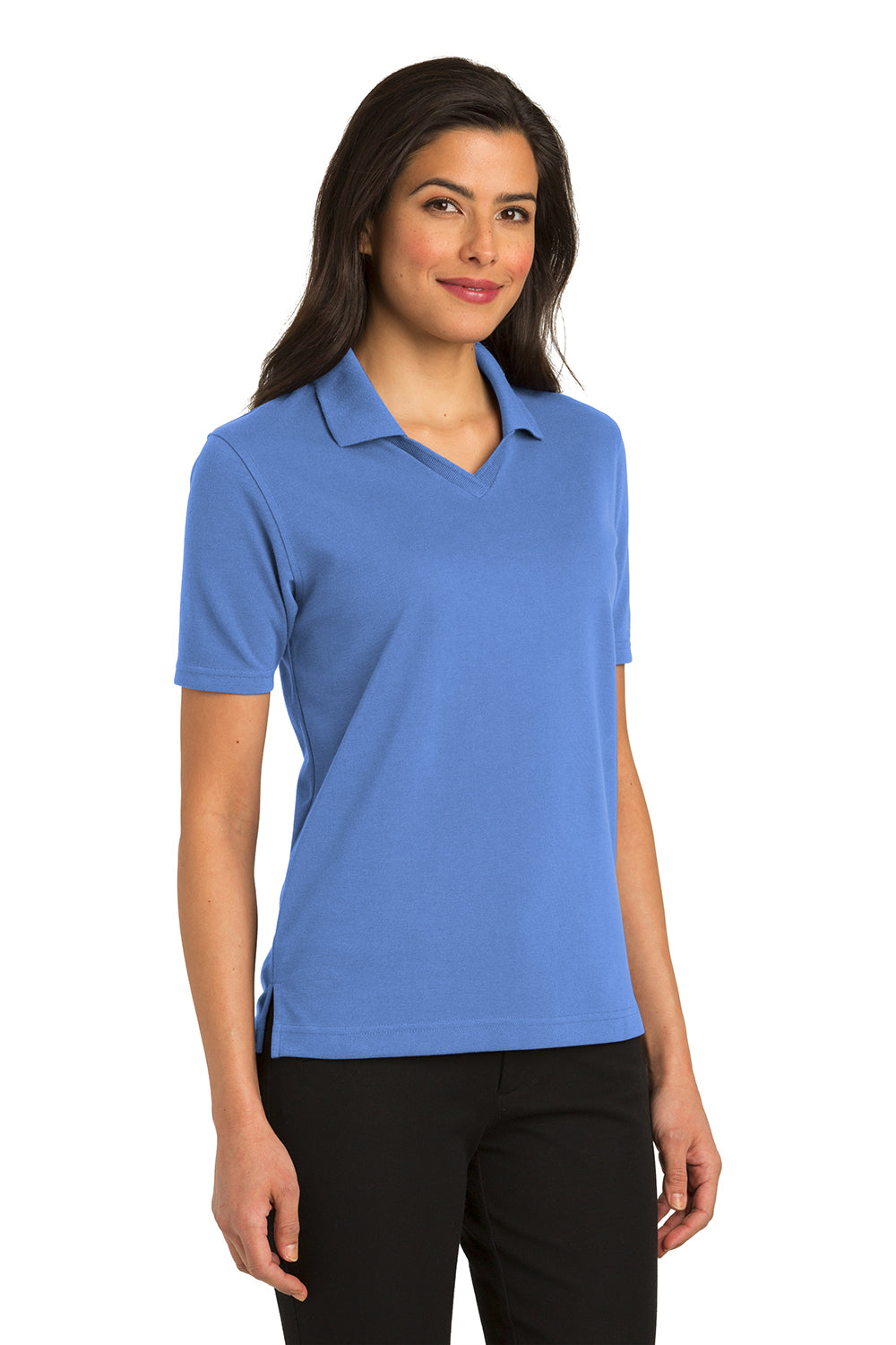 Port Authority L455 Womens Rapid Dry Moisture Wicking Short Sleeve Polo Shirt Riviera Blue Model 3q