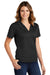 Sport-Tek L469 Womens Dri-Mesh Moisture Wicking Short Sleeve Polo Shirt Black Model 3q