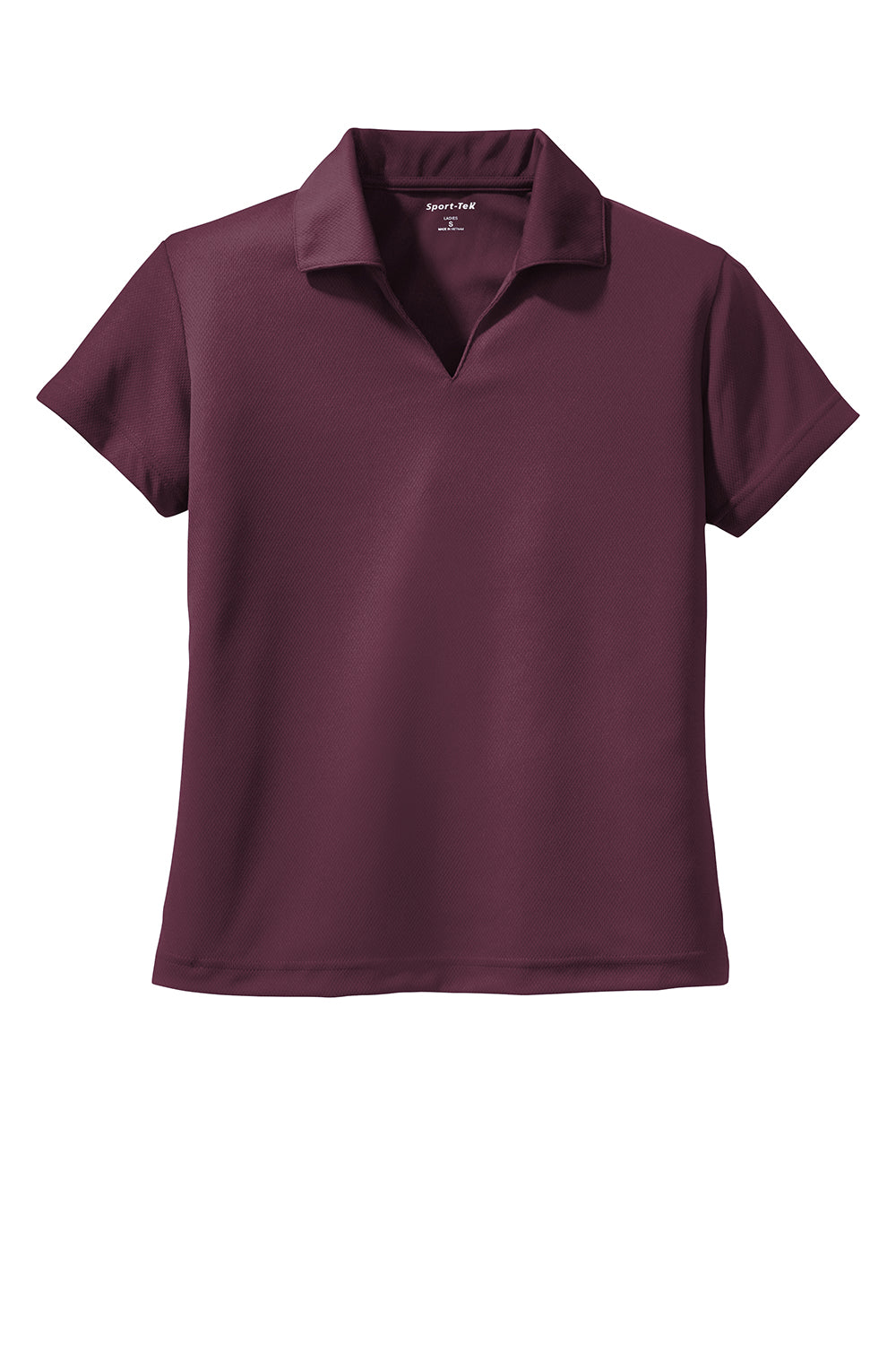 Sport-Tek L469 Womens Dri-Mesh Moisture Wicking Short Sleeve Polo Shirt Maroon Flat Front