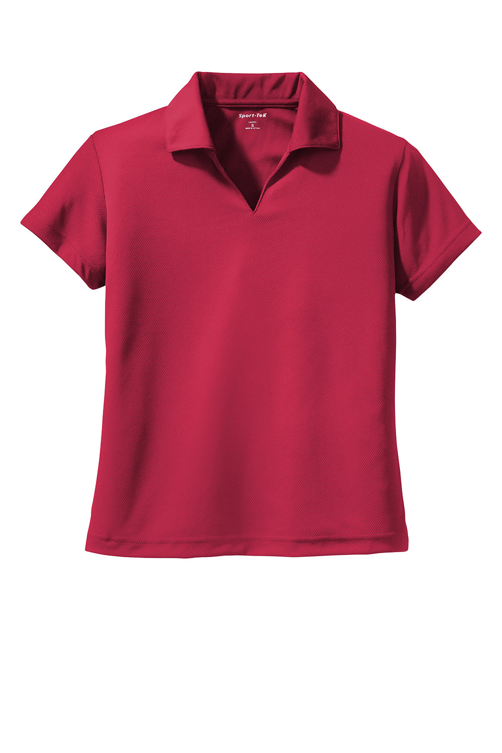 Sport-Tek L469 Womens Dri-Mesh Moisture Wicking Short Sleeve Polo Shirt Red Flat Front