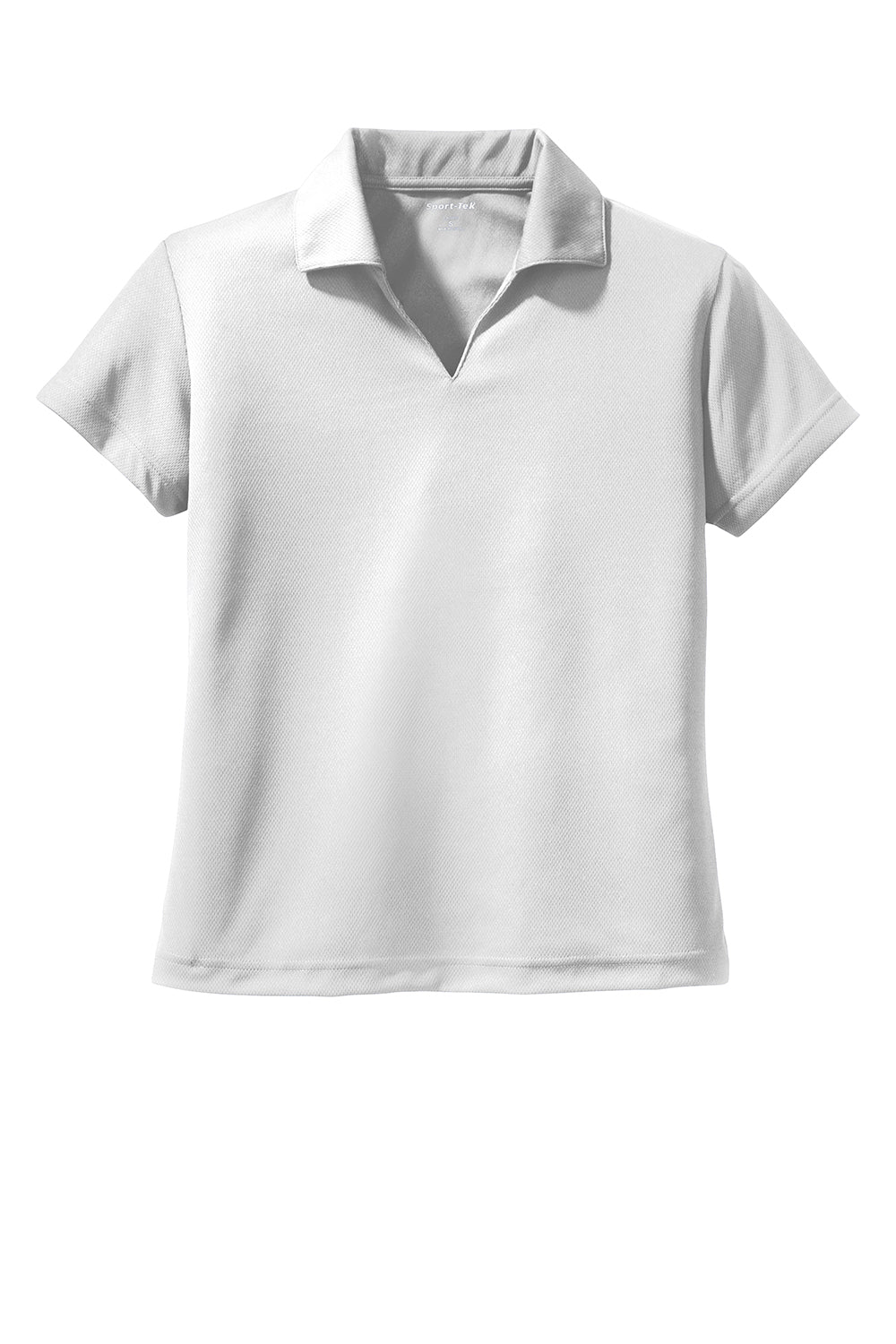 Sport-Tek L469 Womens Dri-Mesh Moisture Wicking Short Sleeve Polo Shirt White Flat Front