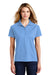 Sport-Tek L474 Womens Dri-Mesh Moisture Wicking Short Sleeve Polo Shirt Carolina Blue Model Front