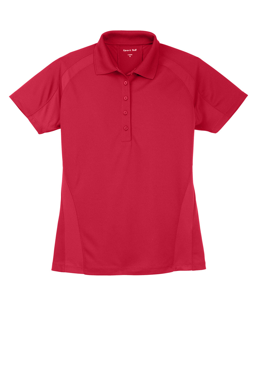 Sport-Tek L474 Womens Dri-Mesh Moisture Wicking Short Sleeve Polo Shirt Engine Red Flat Front