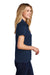 Sport-Tek L474 Womens Dri-Mesh Moisture Wicking Short Sleeve Polo Shirt Navy Blue Model Side