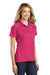 Sport-Tek L474 Womens Dri-Mesh Moisture Wicking Short Sleeve Polo Shirt Raspberry Pink Model 3q