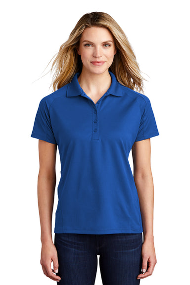 Sport-Tek L474 Womens Dri-Mesh Moisture Wicking Short Sleeve Polo Shirt Royal Blue Model Front