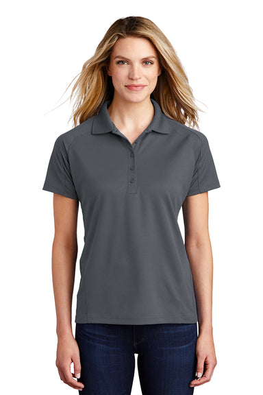 Sport-Tek L474 Womens Dri-Mesh Moisture Wicking Short Sleeve Polo Shirt Steel Grey Model Front