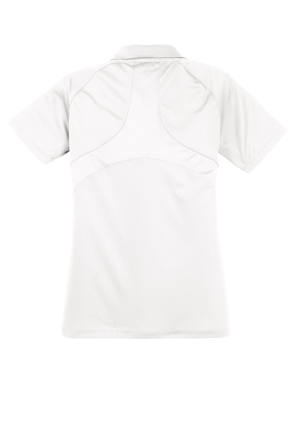 Sport-Tek L474 Womens Dri-Mesh Moisture Wicking Short Sleeve Polo Shirt White Flat Back