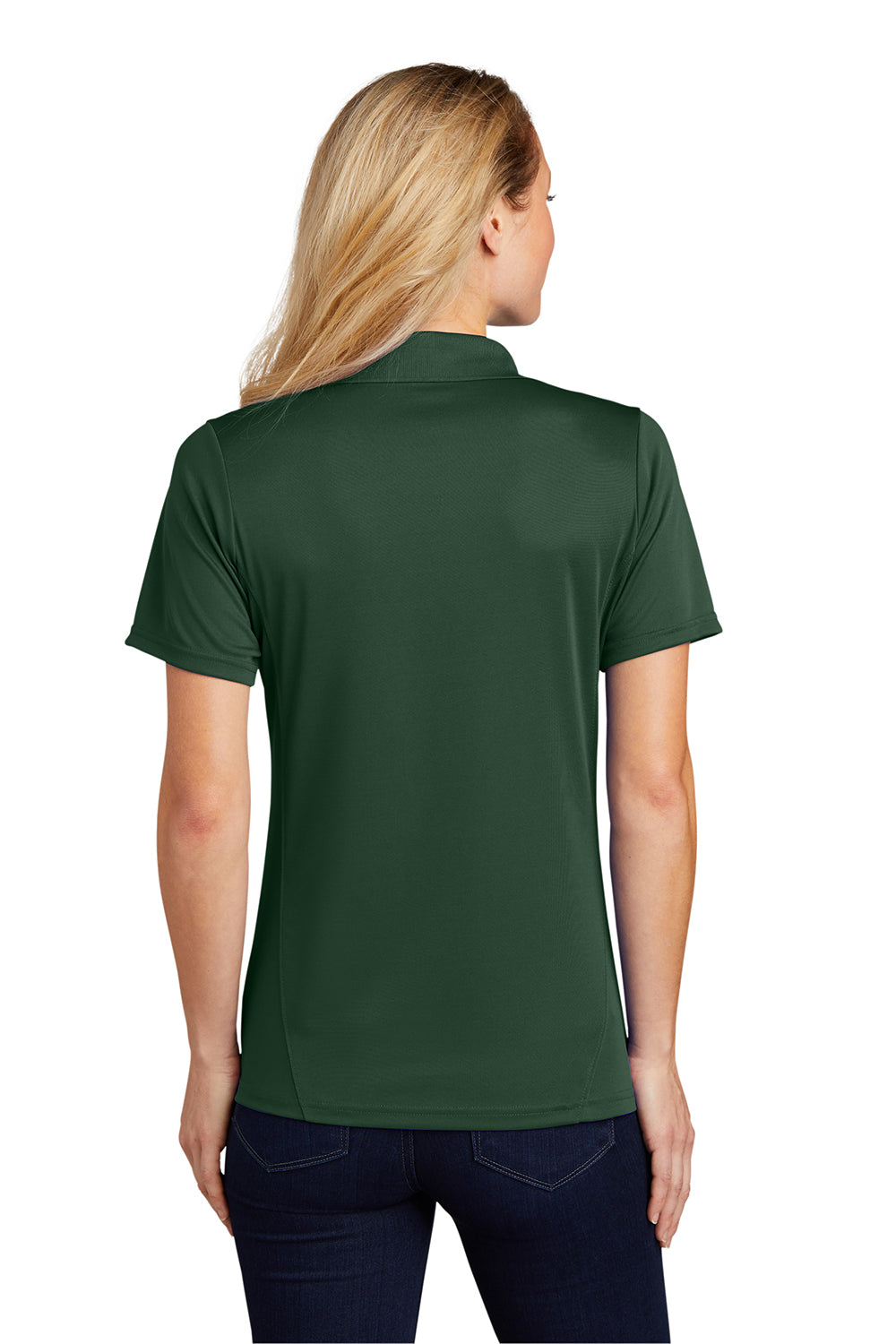 Sport-Tek L475 Womens Dry Zone Moisture Wicking Short Sleeve Polo Shirt Forest Green Model Back