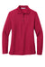 Port Authority L500LS Womens Silk Touch Wrinkle Resistant Long Sleeve Polo Shirt Red Flat Front