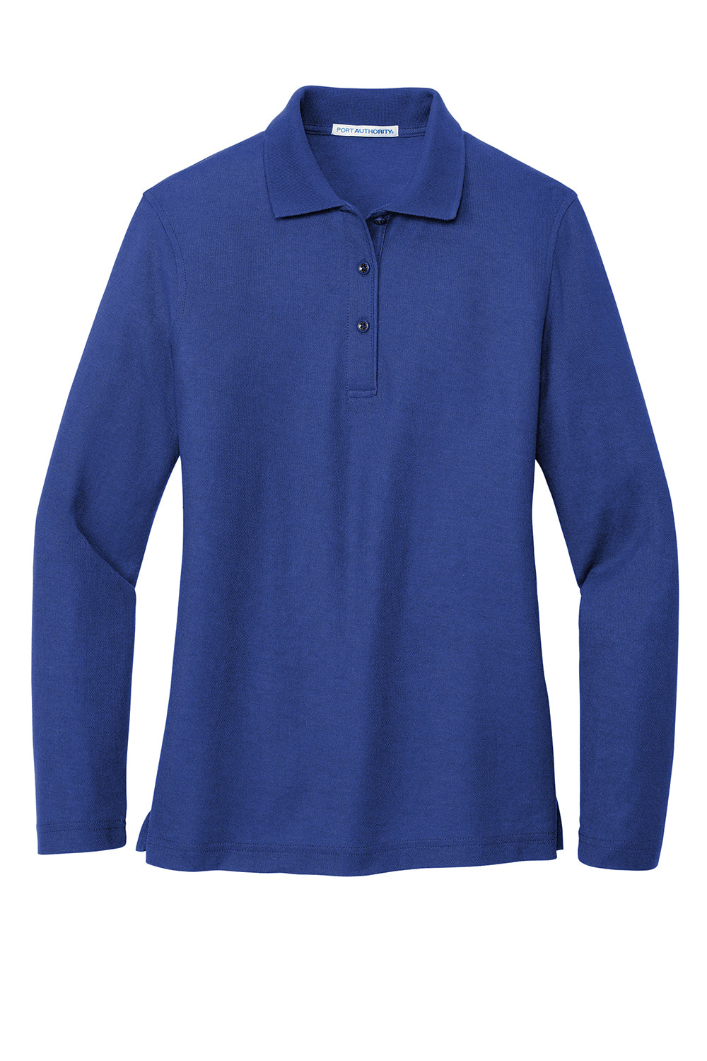 Port Authority L500LS Womens Silk Touch Wrinkle Resistant Long Sleeve Polo Shirt Royal Blue Flat Front