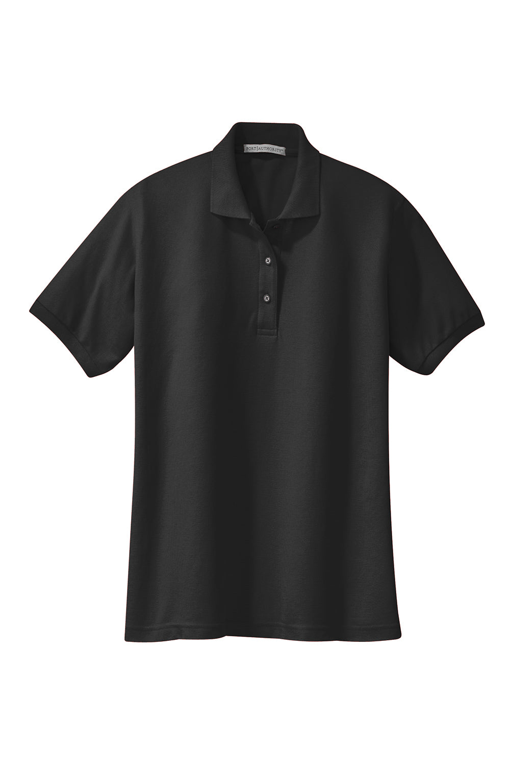 Port Authority L500 Womens Silk Touch Wrinkle Resistant Short Sleeve Polo Shirt Black Flat Front